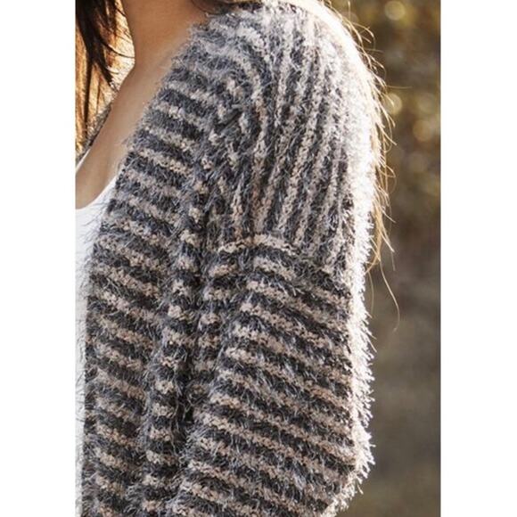 ASTARS Cupcakes Cardigan Blush Pink Gray Stripe Eyelash Pockets Long Size Small - Picture 3 of 14